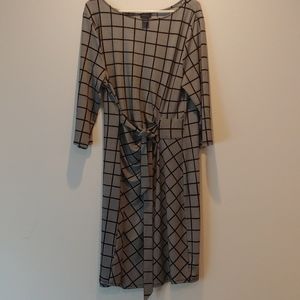 Ann Taylor Geometric Wrap Dress with Sash XL
